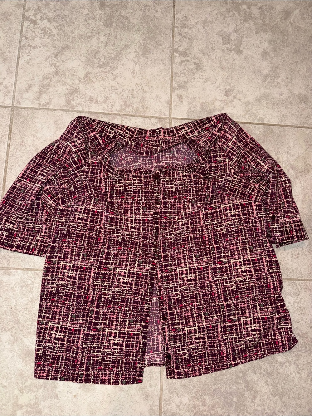 Catherines Pink and Black Patterned Button-Down Top
